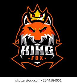 fox king head mascot e sport logo design