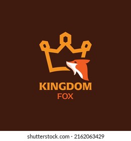 Fox with king logo design vector graphic symbol icon sign illustration creative idea