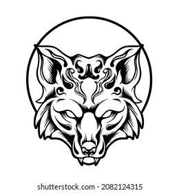 Fox Kitsune Head Japan Silhouette Illustration for your business or merchandise