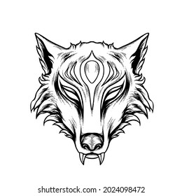 Fox Kitsune Head Silhouette Illustration for your business or merchandise