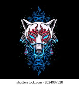 Fox Kitsune Mask Illustration for your business or merchandise