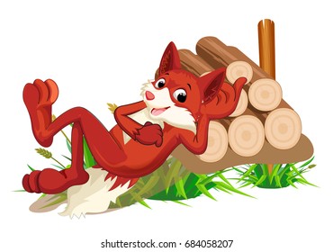 Fox is lazy and happy
