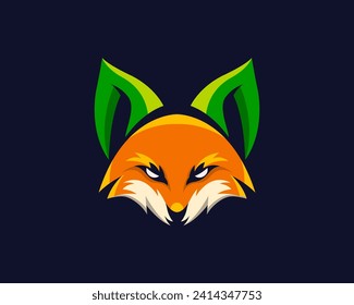 fox with leaf ear logo creative and unique