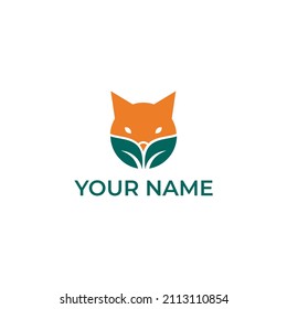 fox leaf icon logo design
