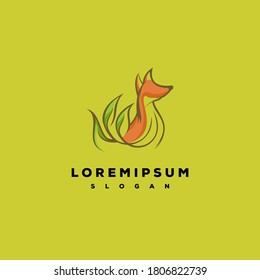 Fox leaf logo design template