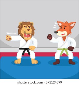 fox learning karate illustration design