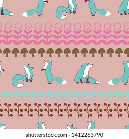 fox leaves seamless repeat pattern. perfect for textile design