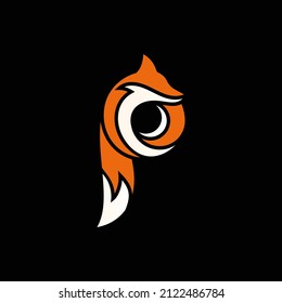 fox letter P logo design icon