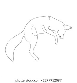 Fox in line art and abstract icon. Fox wall art decoration design. Abstract and minimalist outline fox icon. Continuous one line drawing of a fox. Vector illustration