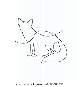 Fox Line Art Abstract Outline Fox. Hand drawn minimalism style design