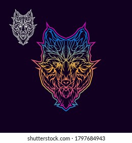 Fox line art animal design vector 