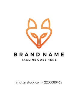 Fox Line Art Head Logo Design Vector