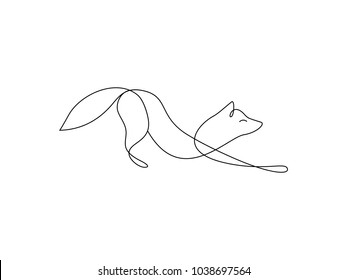 Fox line art icon. Abstract outline fox. Hand drawn minimalism style