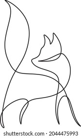 Fox line art icon. Abstract outline fox. Hand drawn minimalism styleOne single line drawing of cute fox company logo identity. City zoo icon concept. 