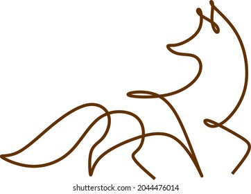 Fox line art icon. Abstract outline fox. Hand drawn minimalism styleOne single line drawing of cute fox company logo identity. City zoo icon concept. 