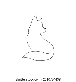 Fox line art icon. Abstract outline fox. Hand drawn minimalism styleOne single line drawing of cute fox company logo identity. City zoo icon concept.