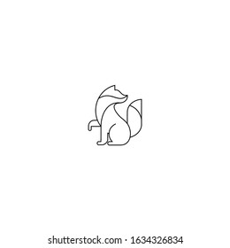 Fox line art logo design vector