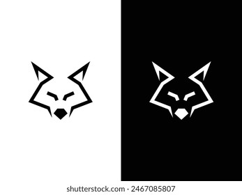 Ilustración vectorial de diseño de logotipo de fox line art