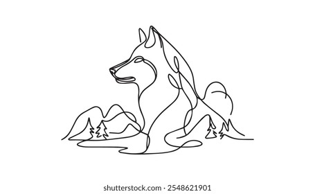 fox line art silhouette vector illustration