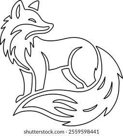 Fox Line Art Vector Illustration Design – Elegant and Minimalistic Wildlife Drawing for Modern Projects.