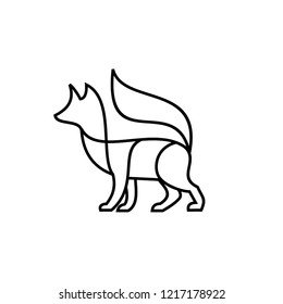 fox line black  logo icon designs vector illustration