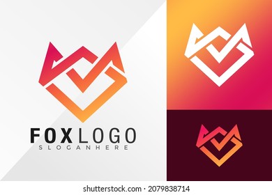 Fox Line Head Logo Design Vector illustration template