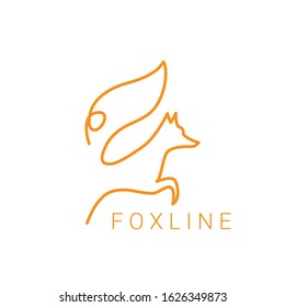 Fox line logo for the company. Vector illustration.