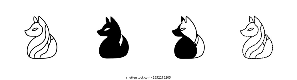 Fox line logo icon. Set of stylish fox logos set. Fox branding icon. Design set of foxes icon vector. Foxes isolated on white background. Animal fox vector outline. Vector illustration.