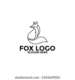 Fox Line Logo vector icon, Simple and modern Fox logo design template