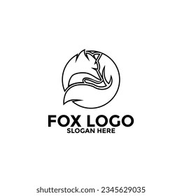 Fox Line Logo vector icon, Simple and modern Fox logo design template