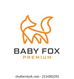Fox line outline art logo vector icon illustration premium vector 