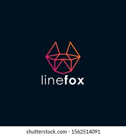 Fox with Line Style Concept for Technology Logo Design Template, Vector Illustration