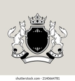 Fox line vector illustration emblem symbol design 