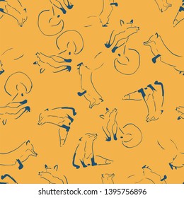 fox lines seamless repeat pattern design. Perfect for textile design