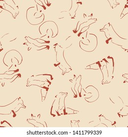 fox lines seamless repeat pattern design. Perfect for textile design