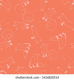 fox lines seamless repeat pattern design. Perfect for textile design