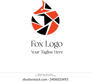 Fox logo, Fox colorful mascot Animal logo. vector illustration. minimalistic fox illustration, drawing.  Geometric logo