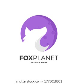fox logo concept with planet element.