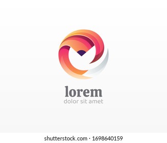 Fox logo. Creative circle with abtract fox icon