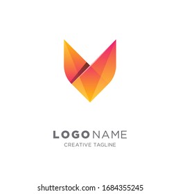 Fox logo. Creative gradient fox head logo