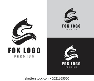 fox logo creative head black vector logo design