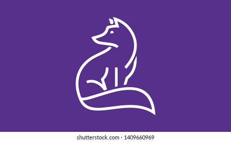 Fox logo in creative minimalist style. Vector illustration for sitting fox logo
