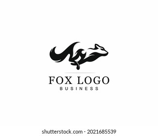 fox logo creative run black vector brand design template