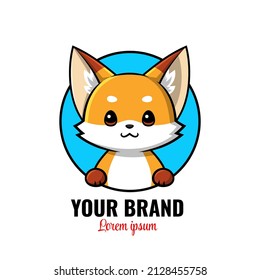 Fox Logo, Cute Fox brand mascots logo character, Animal Logo, Circle Logo, Cute Fox illustration Vector