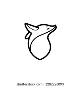 Fox logo, cute kind character. Vector illustration in cartoon style.