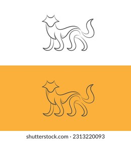 fox logo design illustration in outline style