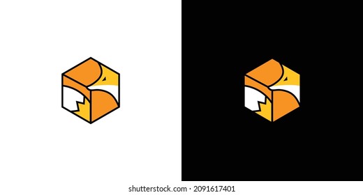 Fox logo design in a modern and elegant box