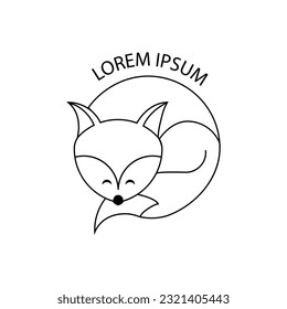 The fox logo design is modern   unique design  The fox curled up in circle line  vector pattern label logo illustration icon 