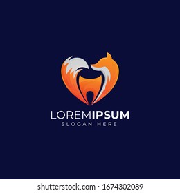 Fox logo design Premium Vector