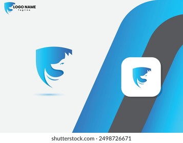 Fox logo design with shield and gradient color. Fox security logo design. Technology. Fox Guard vector template. Wolf head.